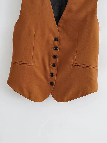 Γυναικείο γιλέκο με λαιμόκοψη και κουμπιά