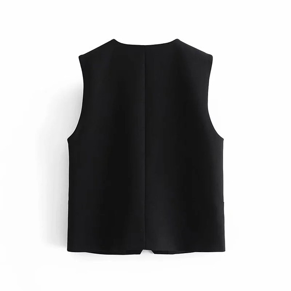 Ravni model prsluka s gumbima za žene