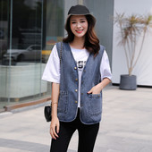 Γυναικείο γιλέκο με τσέπες και κουμπιά σε μπλε χρώμα