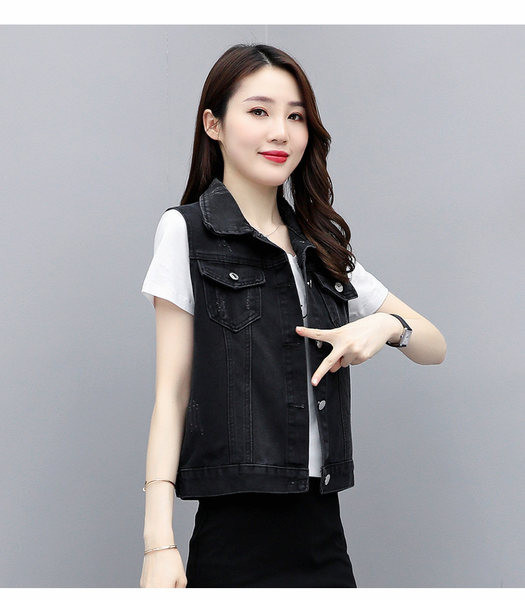 Γιλέκο τζιν με κουμπιά και τσέπες