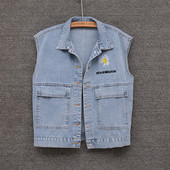 Ženski traper prsluk s vezom tratinčica