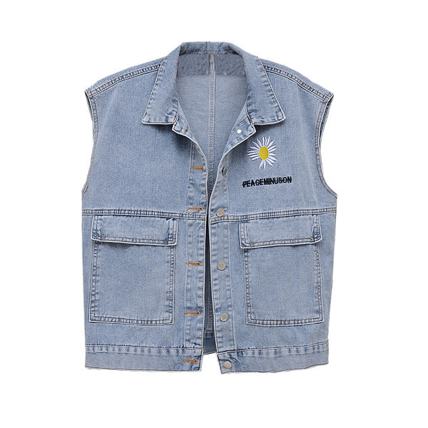 Ženski traper prsluk s vezom tratinčica