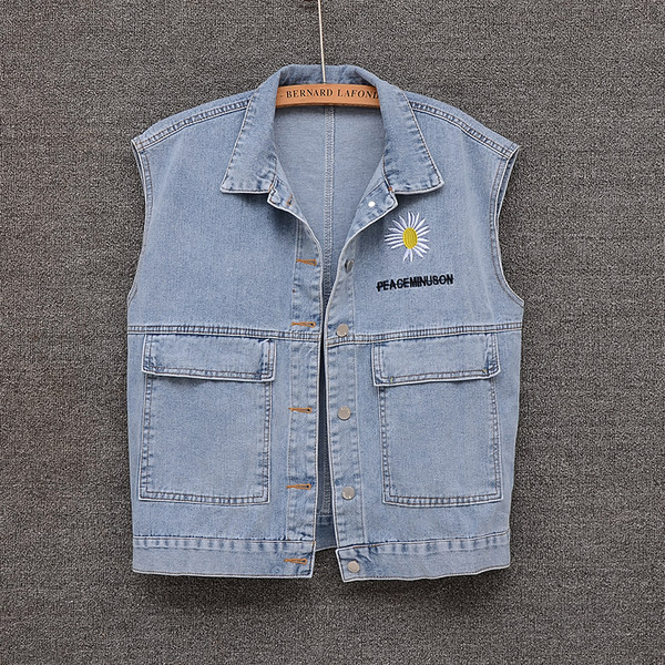 Ženski traper prsluk s vezom tratinčica