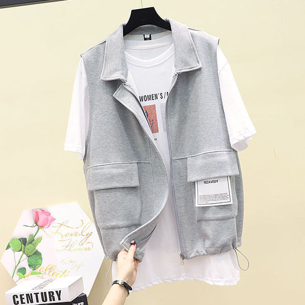 Ženski casual prsluk s džepovima i vezicama