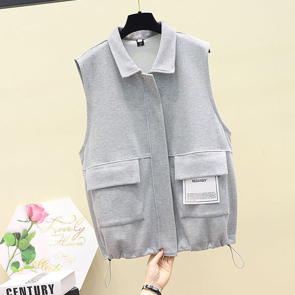 Ženski casual prsluk s džepovima i vezicama