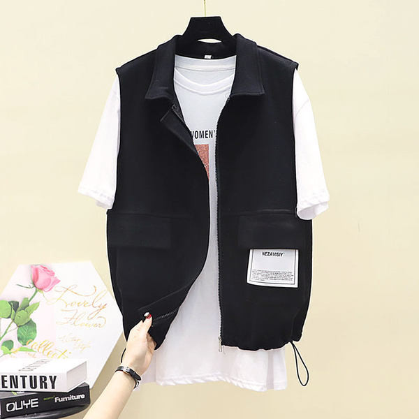 Ženski casual prsluk s džepovima i vezicama