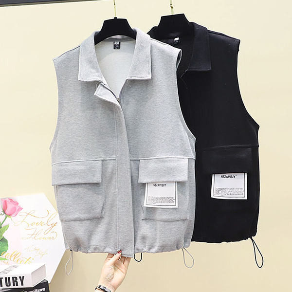 Ženski casual prsluk s džepovima i vezicama