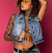 Kratki traper prsluk s gumbima i klasičnim ovratnikom