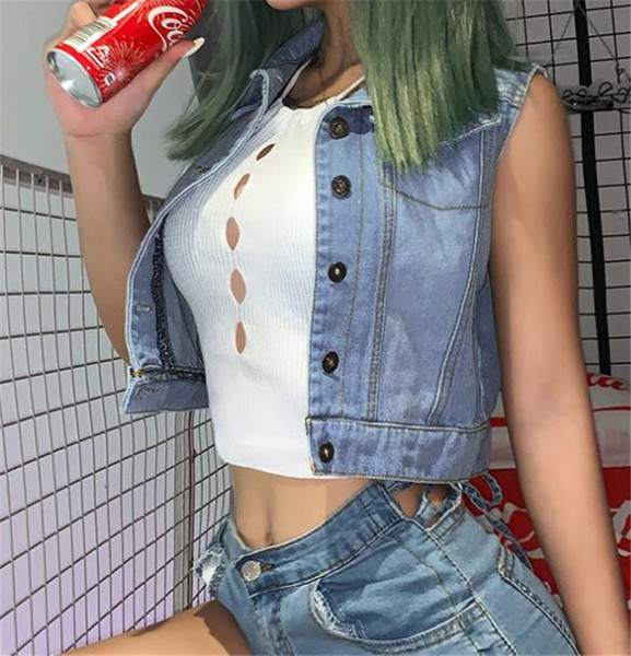 Kratki traper prsluk s gumbima i klasičnim ovratnikom