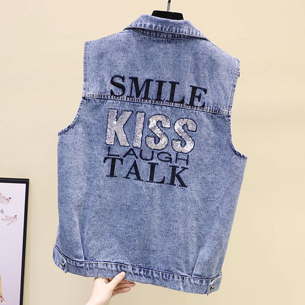 Ženski traper prsluk s različitim vezovima