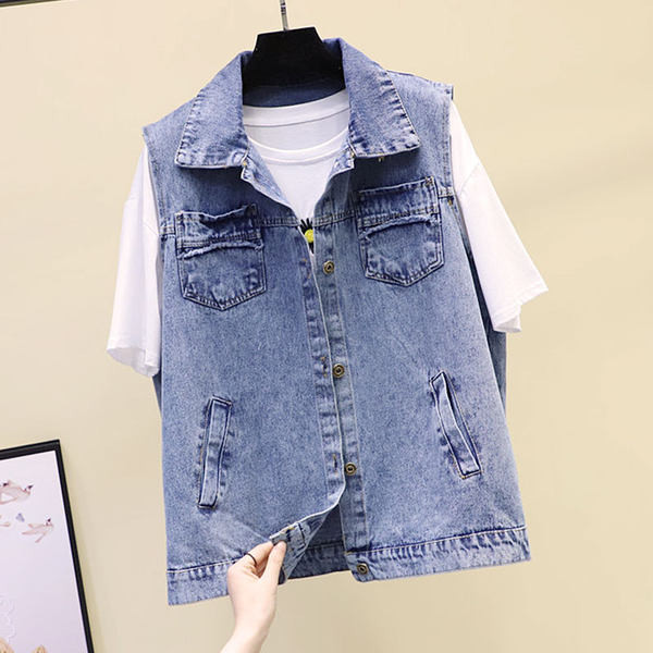 Ženski traper prsluk s različitim vezovima