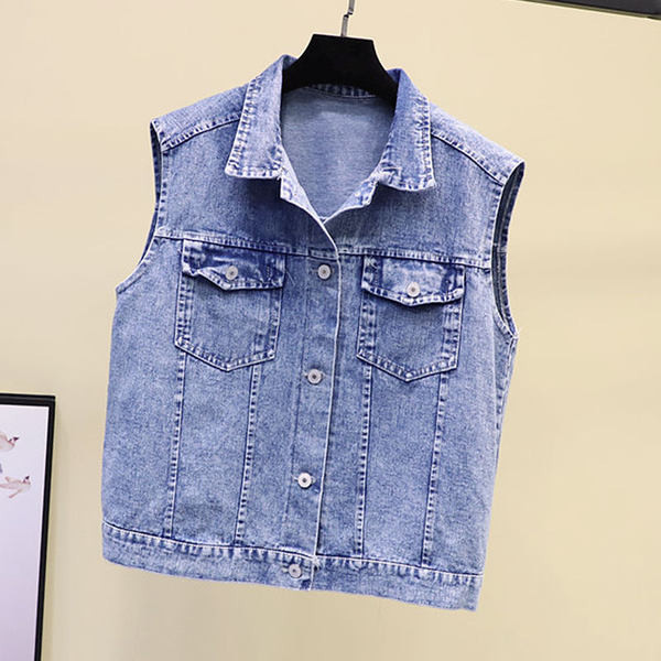 Ženski traper prsluk s različitim vezovima