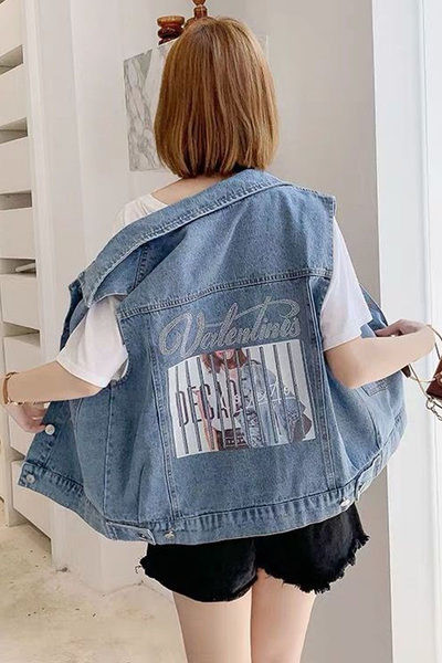 Γυναικείο γιλέκο άνοιξη με απλικέ στο πίσω μέρος - δύο μοντέλα