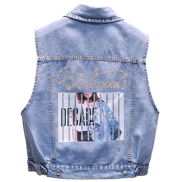 Γυναικείο γιλέκο άνοιξη με απλικέ στο πίσω μέρος - δύο μοντέλα