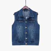 Γυναικείο γιλέκο τζιν σε απλό μοντέλο με κλασικό κολάρο