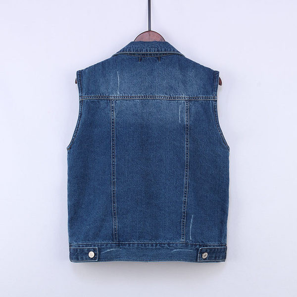 Γυναικείο γιλέκο τζιν σε απλό μοντέλο με κλασικό κολάρο