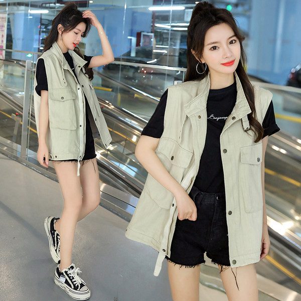 Ženski casual prsluk sa žutim gumbima