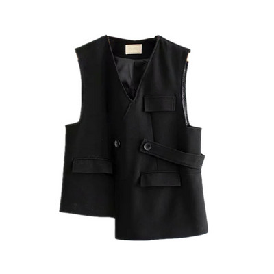 Kratki asimetrični prsluk s gumbima