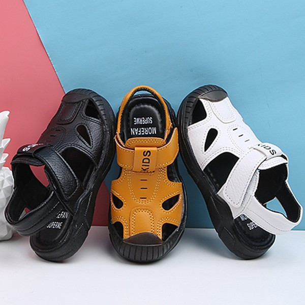 Sandale casual din imitație de piele și petice velcro pentru băieți