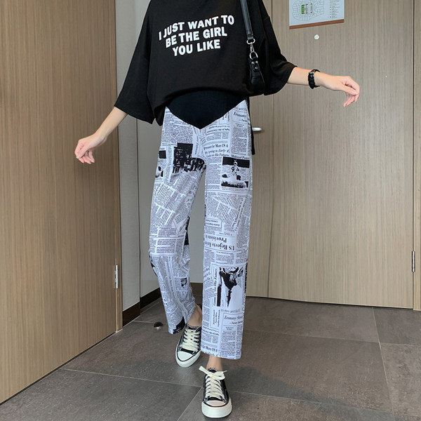 Μοντέρνο γυναικείο μακρύ παντελόνι με σχέδιο για έγκυες γυναίκες