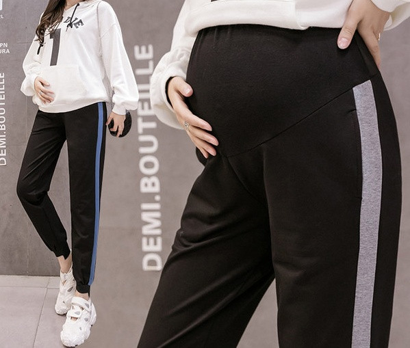 Μοντέρνο αθλητικό παντελόνι με μπορντούρα για έγκυες γυναίκες