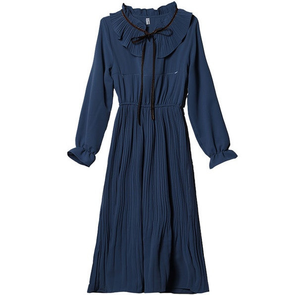 Elegantna duga haljina s vezama i dugim rukavima za trudnice