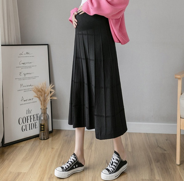 Moteriškas laisvalaikio kirpimo sijonas nėščiosioms