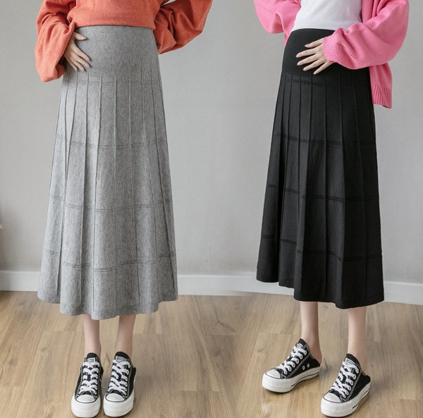 Moteriškas laisvalaikio kirpimo sijonas nėščiosioms