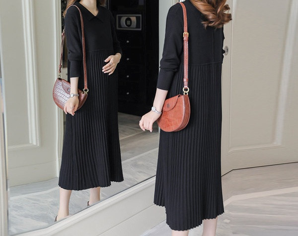 Stilīga sieviešu garā modeļa kleita grūtniecēm