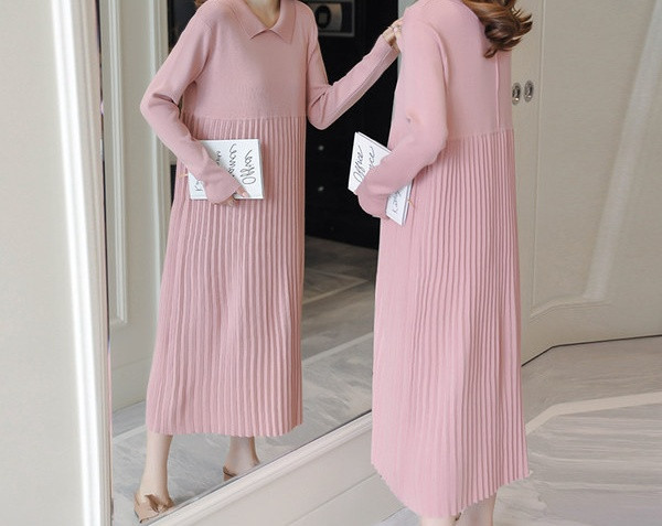 Stilīga sieviešu garā modeļa kleita grūtniecēm