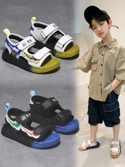 Dječje ležerne sandale sa naljepnicama u crno-bijeloj boji