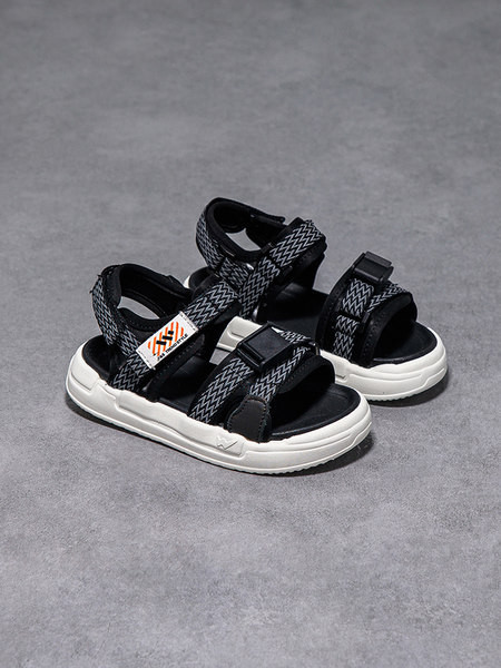 Dječje sandale sa naljepnicama u crnoj i sivoj boji