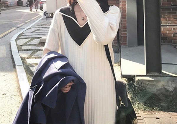 Ženska moderna haljina ravnog kroja s dugim rukavima za trudnice