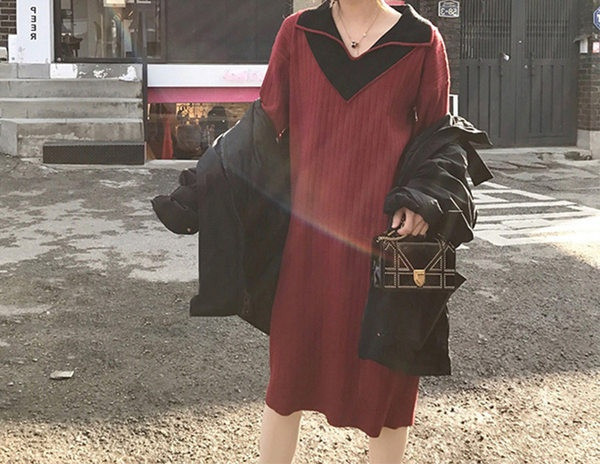 Ženska moderna haljina ravnog kroja s dugim rukavima za trudnice