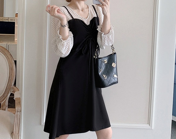 Haljina aktualnog ženskog kroja s dugim rukavima za trudnice