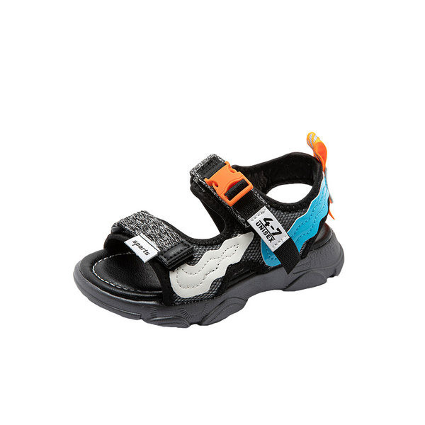 Dječje sandale sa naljepnicama u crnoj boji