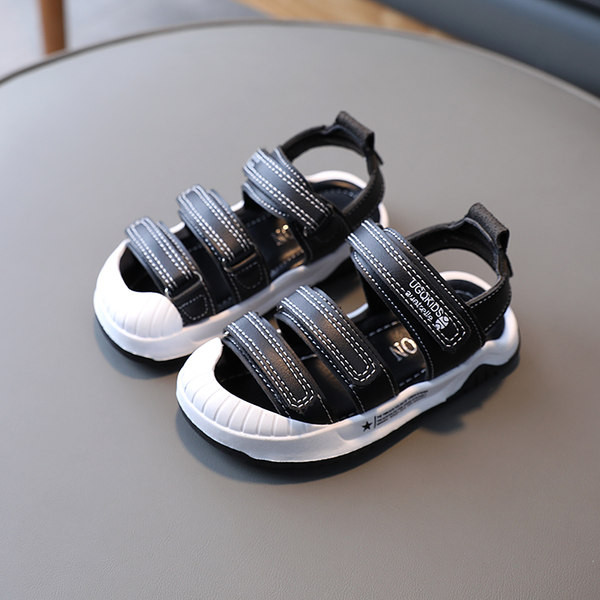 Dječje kožne sandale s ravnim đonom sa zakrpama