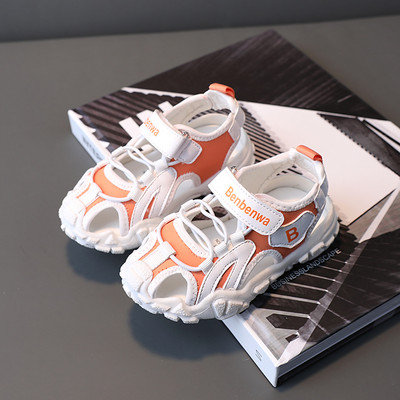 Dječje kožne sandale s vezicama i ravnim potplatom