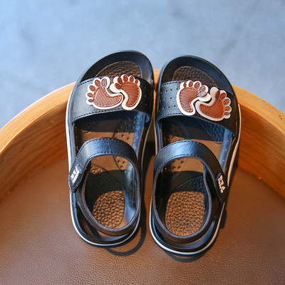 Dječje kožne sandale s ravnim potplatom i zakrpama