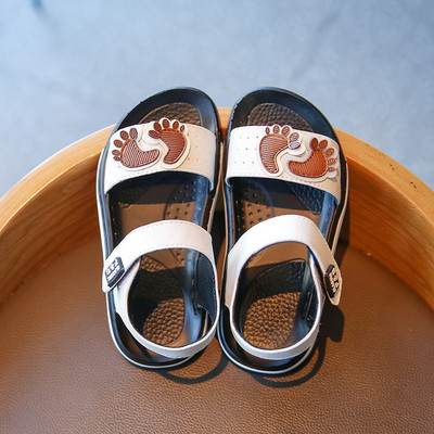 Dječje kožne sandale s ravnim potplatom i zakrpama