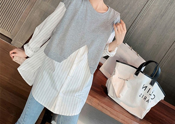 Ženska aktualna bluza širokog modela s dugim rukavima za trudnice