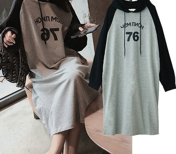 Γυναικείο φόρεμα με επιγραφή και κουκούλα για έγκυες γυναίκες