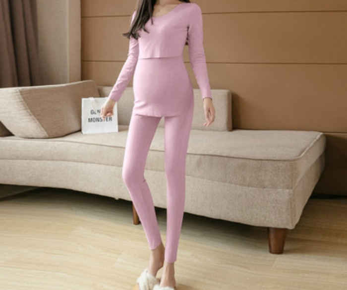 Γυναικείο casual σετ κολάν και μπλούζα για έγκυες γυναίκες