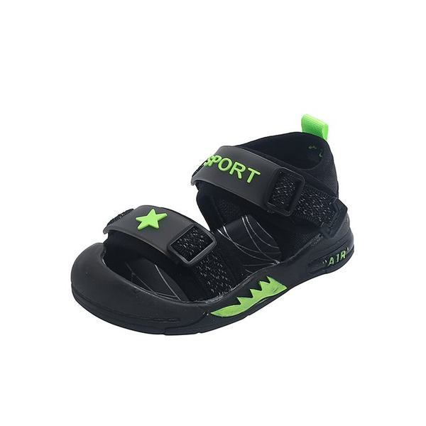 Crne dječje sandale s naljepnicama za dječake