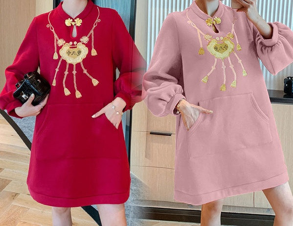 Elegantna ženska haljina s džepom za trudnice