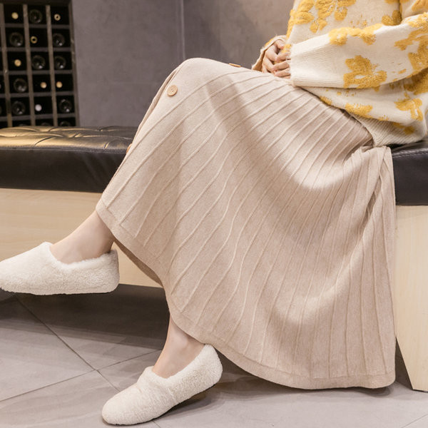 Šiuolaikinio moteriško kirpimo ilgas sijonas su sagomis nėščiosioms