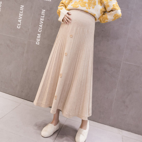 Šiuolaikinio moteriško kirpimo ilgas sijonas su sagomis nėščiosioms