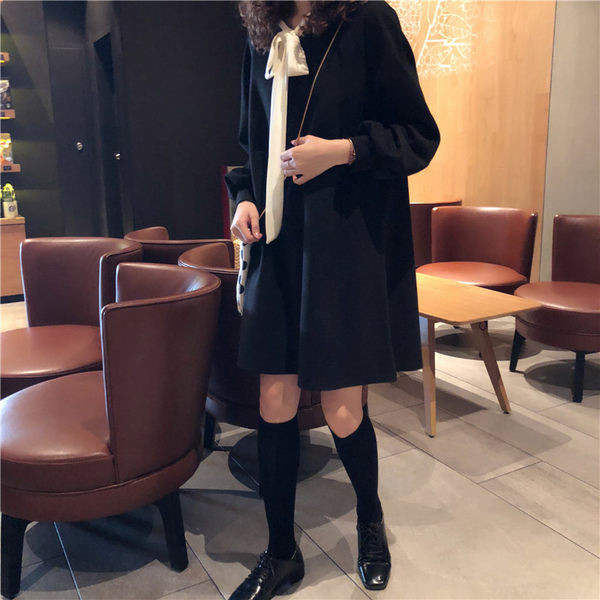 Μοντέρνο γυναικείο απλό φόρεμα με μακριά μανίκια για έγκυες γυναίκες