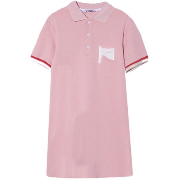 Ravni model ženske haljine s džepom i gumbima za trudnice