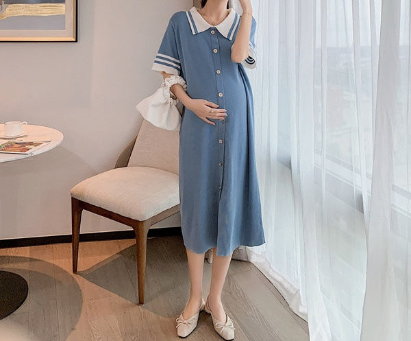 Duga haljina s gumbima za trudnice